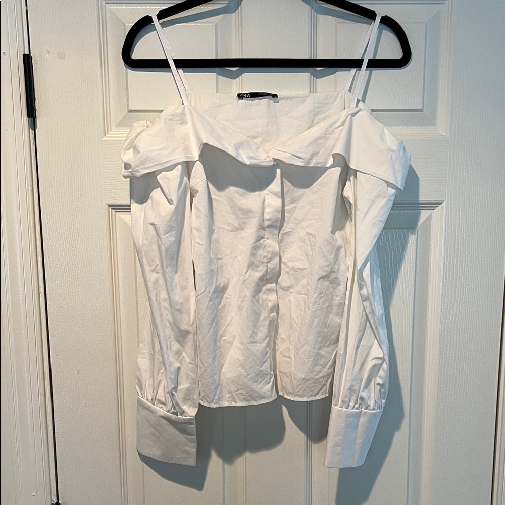 Zara White Off The Shoulder Blouse
